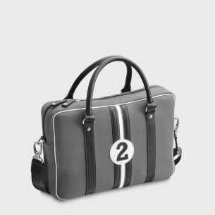 sac ordinateur tendance homme en tissu recyclé porté main et bandoulière gris