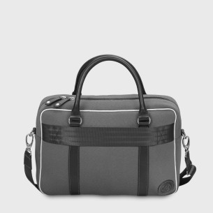 sac ordinateur tendance homme en tissu recyclé porté main et bandoulière gris 2