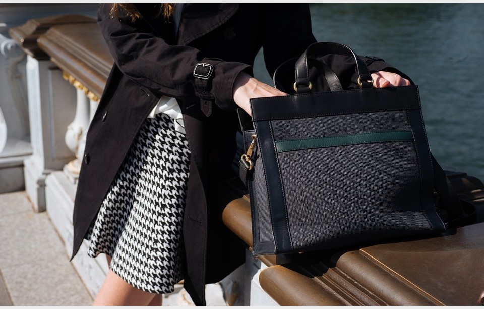 Small handbag trendy fabric and leather Gabi