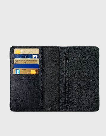 Black leather wallet and purse for man or woman NB1