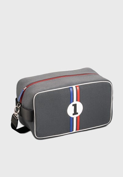 Sports bag fabric and leather blue white red retro Roby