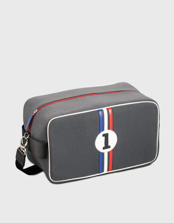 Sports bag fabric and leather blue white red retro Roby