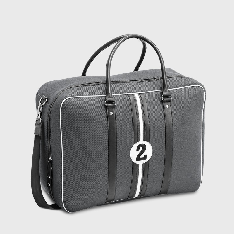 Bagage cabine homme tissu et cuir gris ouverture valise Andrew