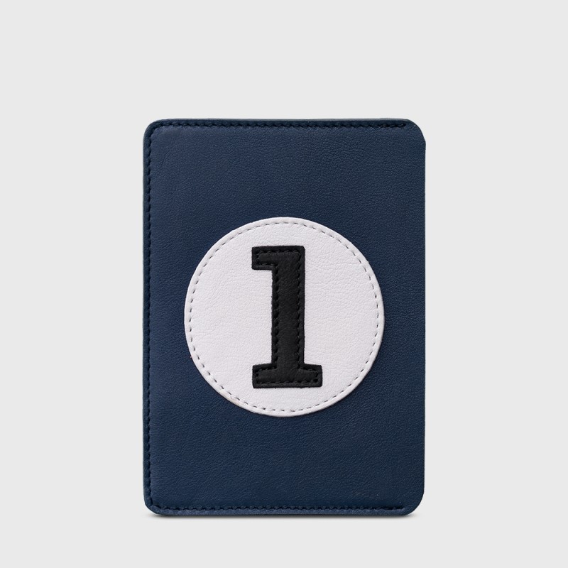 Passport cover in blue leather retro style BBE1