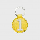 Porte clés cuir jaune et blanc rond original et pratique