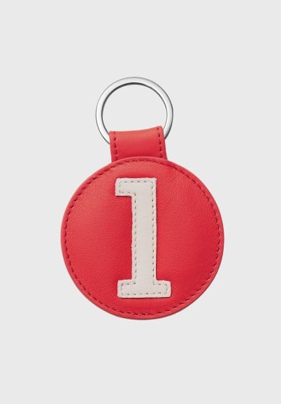 Porte clés numéroté cuir rouge et blanc original et pratique