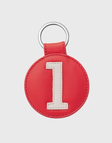 Porte clés numéroté cuir rouge et blanc original et pratique