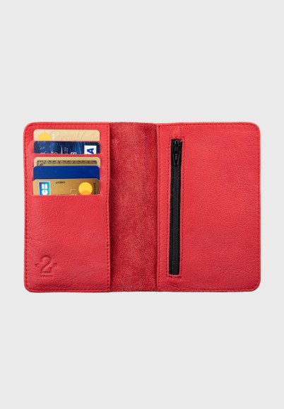 Red leather wallet and purse for man or woman VBR7