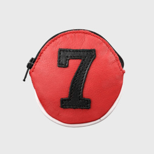 porte-monnaie rond homme original en cuir rouge et noir