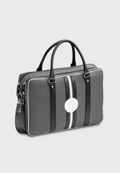 William 15-inch customizable computer bag in grey and black canvas