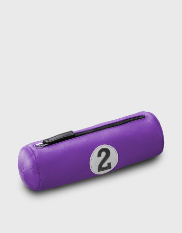 Pencil case in purple leather