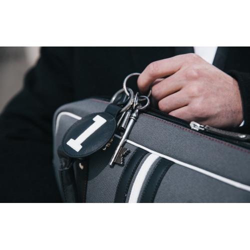 porte-clés en cuir noir et blanc luxe