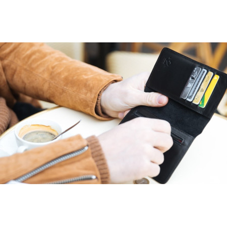 portefeuille très tendance homme en cuir noir