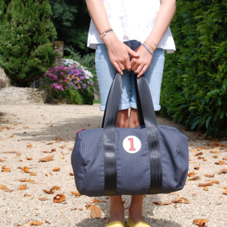 Sac enfant robuste en tissu upcyclé bleu sac de sport