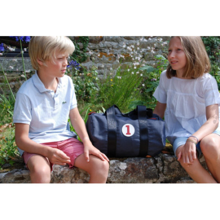 Sac de sport mode enfant en tissu porté main et épaule bleu