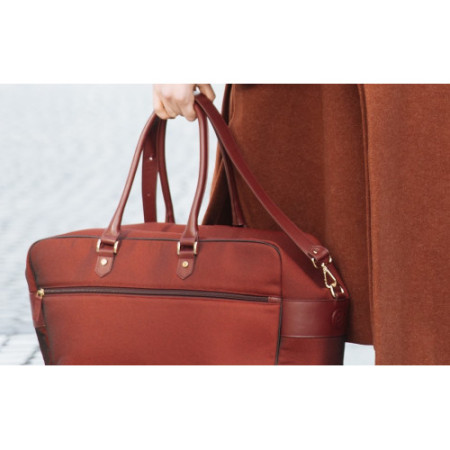 valise tendance rétro femme en bi-matière porté bandoulière sac cabine bordeaux