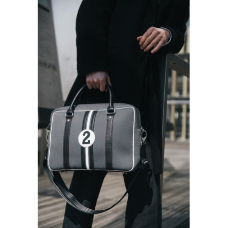 sac 13 pouces homme originale en tissu recyclé porté main et bandoulière gris