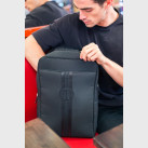 Black backpack for man in canvas and leather