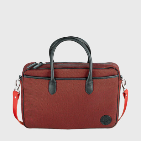 sac femme écoresponsable rétro en tissu et cuir rouge