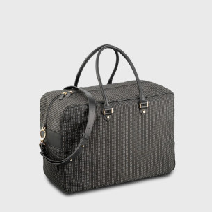 Bagage cabine noir tissu et cuir upcycles homme et femme Giovana E2R