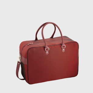 sac cabine femme en tissu upcyclé porté main et épaule bordeaux