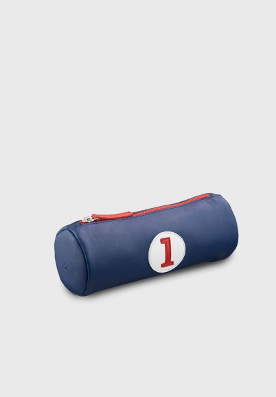 Pencil case in blue leather number 1
