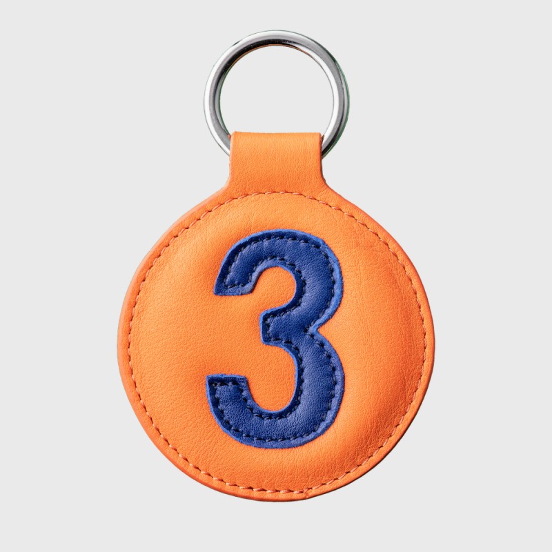 Porte-clés cuir orange et bleu pour homme ou femme - E2R