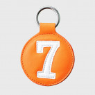 Vintage key ring in mixed orange and blue leather