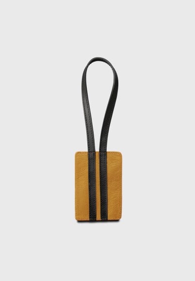 Sustainable leather address tag brown and black