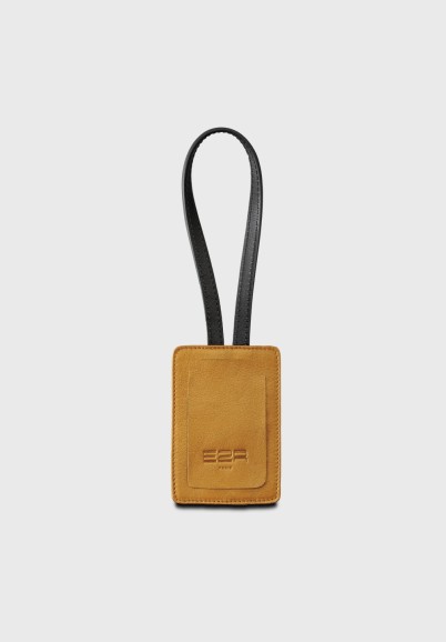 Sustainable leather address tag brown and black
