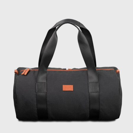 sac de sport durable vintage mixte en tissu et cuir noir