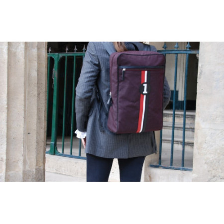 sac à dos homme en tissu upcyclé bordeaux