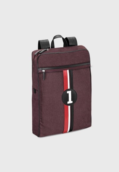 Men's burgundy backpack in water repellent fabric Harry