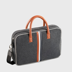 sac ordinateur tendance en tissu upcyclé homme femme gris