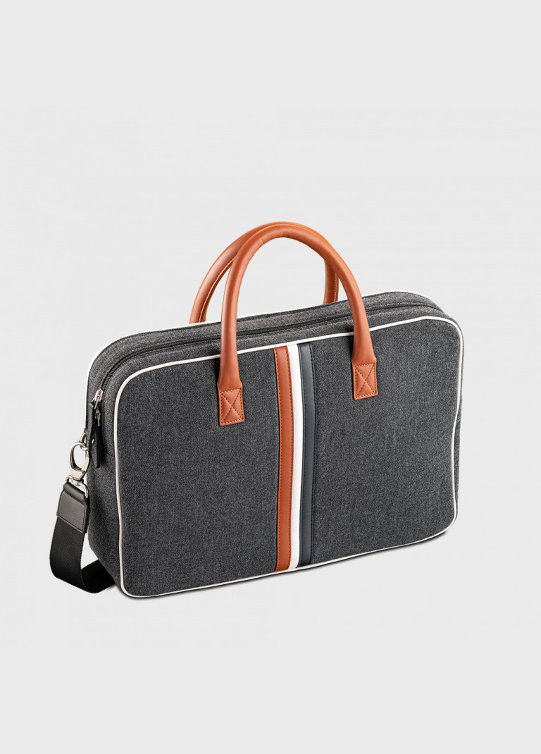 15 inch computer bag grey fabric and leather Dino