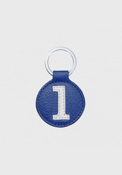 Light blue and white leather key ring for men or women