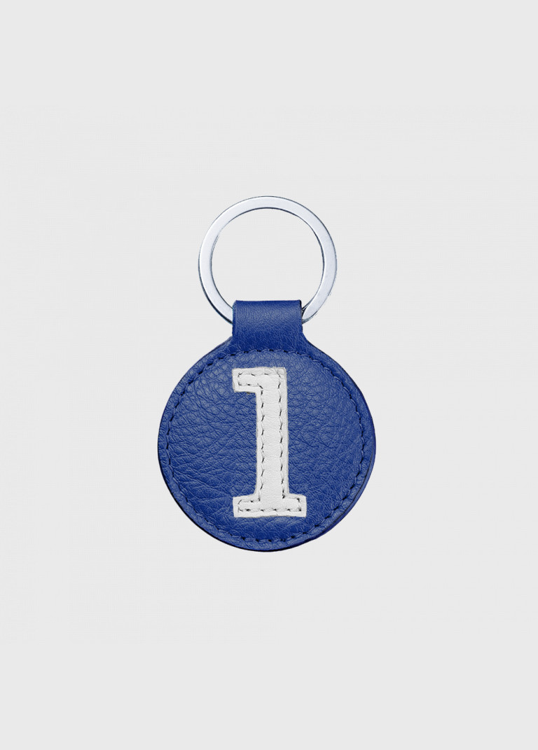 Light blue and white leather key ring for men or women