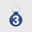 Porte clés numéroté cuir bleu clair et blanc original