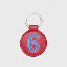 Porte clés femme cuir rouge fraise et bleu numéroté