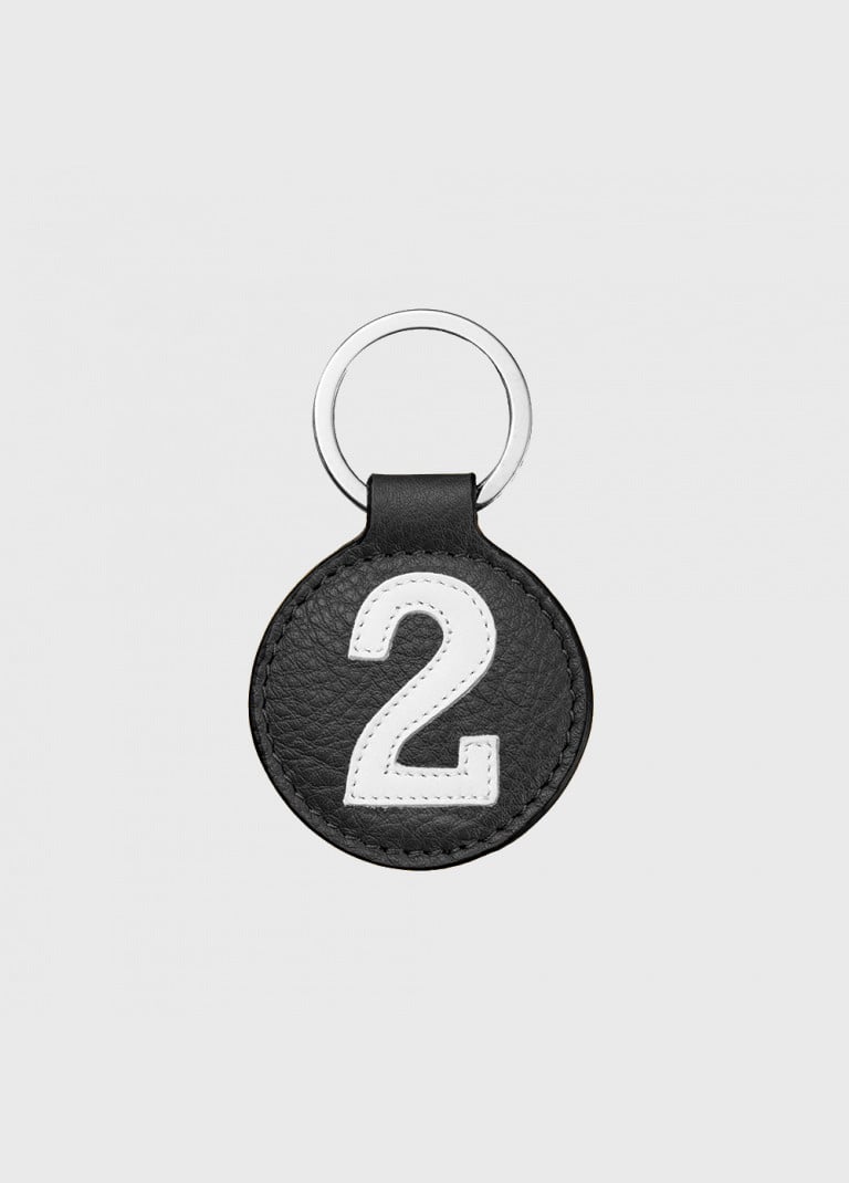 Porte clés numéroté cuir noir et blanc original
