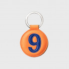 Orange and blue leather key ring for man or woman