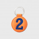 Porte-clés cuir orange et bleu pour homme ou femme