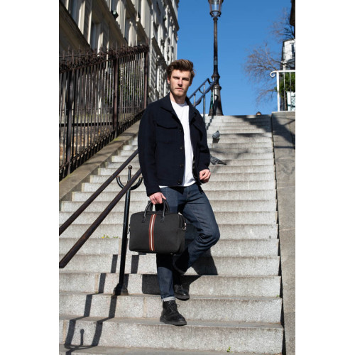 Sac ordinateur 15 pouces homme noir cuir et tissu Enzo - E2R