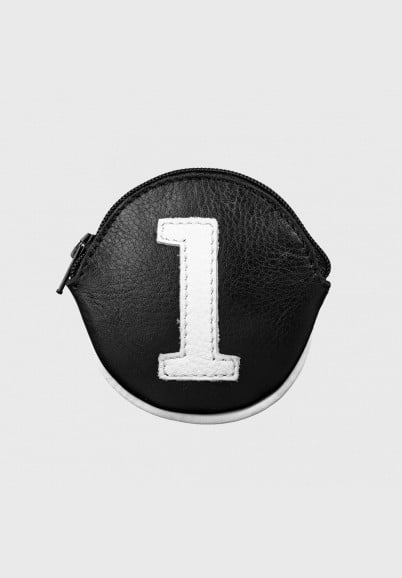 Porte monnaie en cuir noir et blanc petit et plat numéro 1