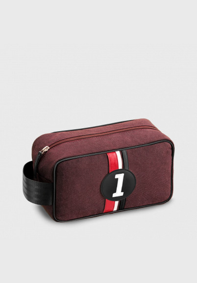 Original man toiletry bag  in burgundy fabric and leather Bobby
