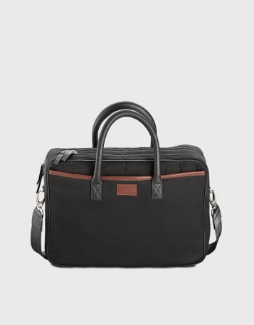 Computer bag 15 inches black leather and fabric Enzo