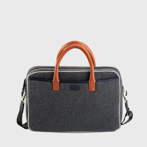 sac ordinateur tendance en tissu upcyclé homme femme gris 2