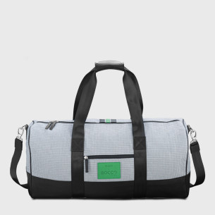 sac de voyage tendance homme en tissu gris porté épaule 2