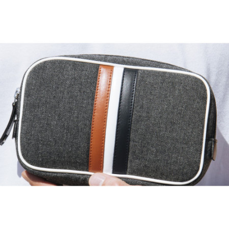 Trousse de toilette homme voyage en tissu déperlant gris