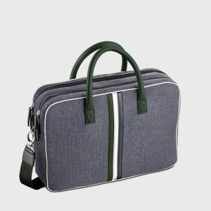 porte document homme durable en tissu et cuir bleu